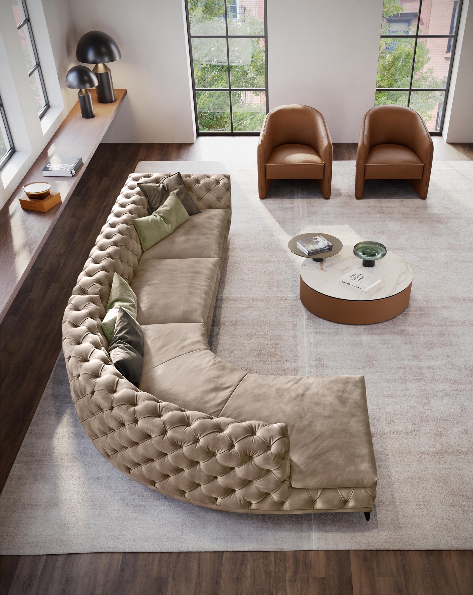 Sophie fauteuil de Gamma Arredamenti, cuir avec design compact et confort ergonomique exceptionnel. Disponible chez D-Style Interior.