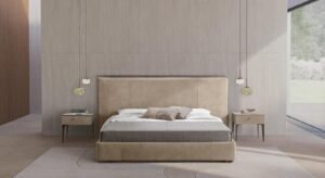 Découvrez le lit Batik Night de Gamma Arredamenti, un modèle en cuir pleine fleur au design moderne et raffiné. Disponible chez D-Style Interior.