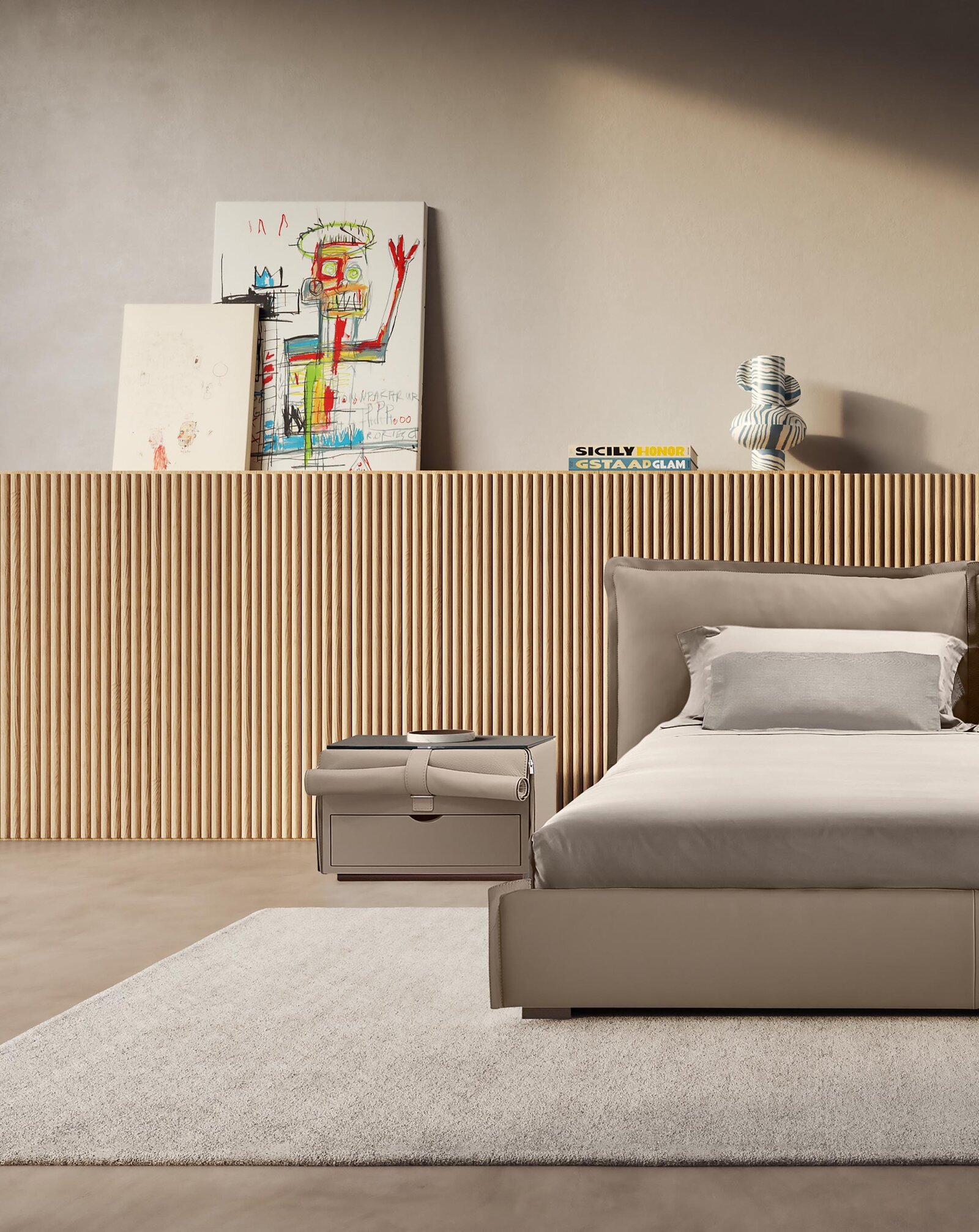 Desire table de chevet Desire de Gamma Arredamenti, un modèle en cuir au design original et personnalisable. Disponible chez D-Style Interior.