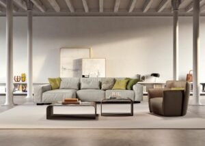 Zen table basse en cuir et céramique signée Gamma Arredamenti. Design raffiné et finitions artisanales, disponible chez D-Style Interior.